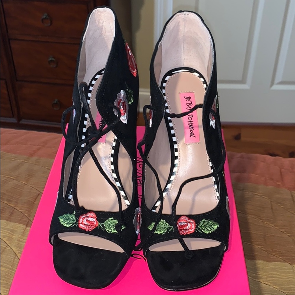 Black and Floral Heels